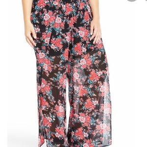 Torrid Floral Print Sheer Palazzo Pants Size 3X